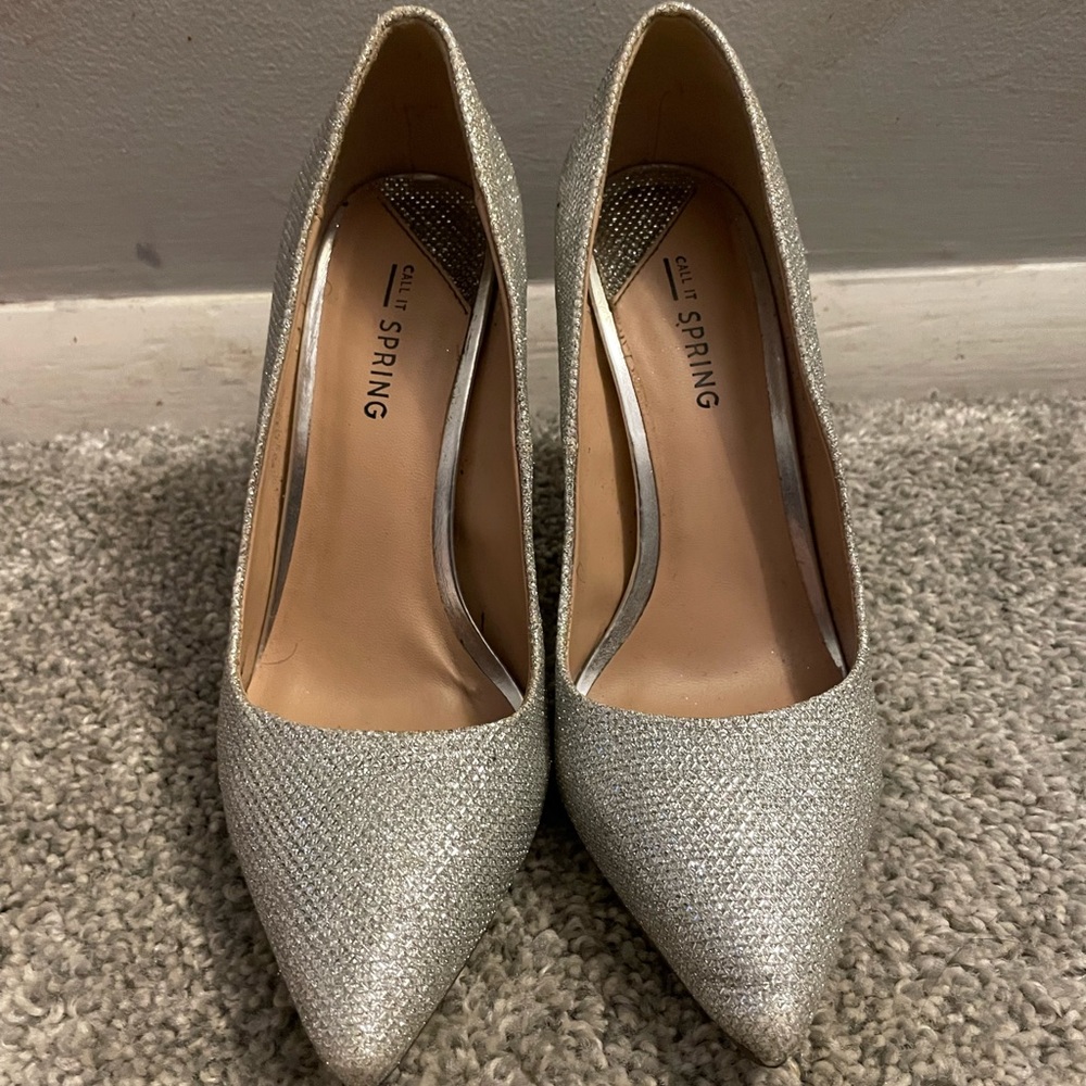 Silver Sparkle Heels Size 6